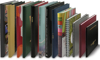 a variety of custom books with different bindings, cover and sizes